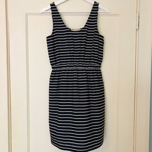 Loft Black and White Striped Dress: